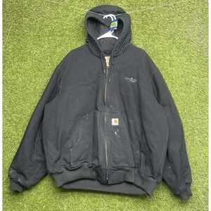 Carhartt Work Jacket Mens XL Regular Black Workwear Outdoor 103940 BLK Hooded